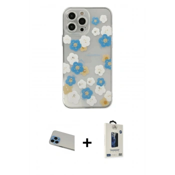 MARSİLYAN™- iPhone 13 Pro Max Kılıf Eksen Asil Prime - Siyah Bilvis Hayalet Cam Ekran Koruyucu + Rainbow Kamera Lens Koruma Cam - MI