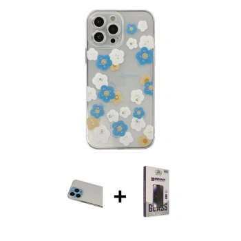 MARSİLYAN™- iPhone 13 Pro Max Kılıf Eksen Asil Prime - Siyah Bilvis Hayalet Cam Ekran Koruyucu + Rainbow Kamera Lens Koruma Cam - MI