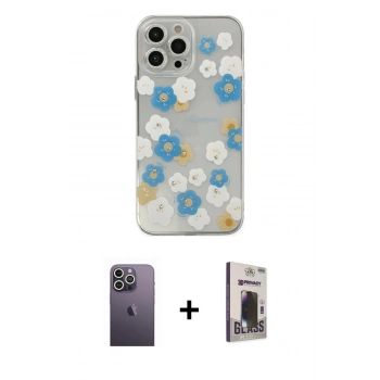 MARSİLYAN™- iPhone 13 Pro Max Kılıf Eksen Asil Prime - Siyah Bilvis Hayalet Cam Ekran Koruyucu + Neon Fosforlu Kamera Lens - BZ