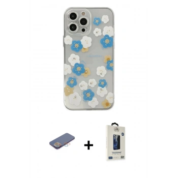 MARSİLYAN™- iPhone 13 Pro Max Kılıf Eksen Asil Prime - Siyah Bilvis Hayalet Cam Ekran Koruyucu + Renkli Kamera Lens Koruma Cam - PE