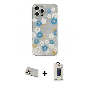 MARSİLYAN™- iPhone 13 Pro Max Kılıf Eksen Asil Prime - Siyah Bilvis Hayalet Cam Ekran Koruyucu + Rainbow Kamera Lens Koruma Cam - REGD