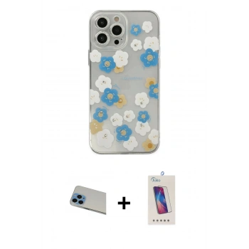 MARSİLYAN™- iPhone 13 Pro Max Kılıf Eksen Asil Prime - Siyah Joko 5D Cam + Rainbow Kamera Lens Koruma Cam - MI