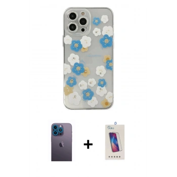 MARSİLYAN™- iPhone 13 Pro Max Kılıf Eksen Asil Prime - Siyah Joko 5D Cam + Neon Fosforlu Kamera Lens - MI