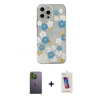 MARSİLYAN™- iPhone 13 Pro Max Kılıf Eksen Asil Prime - Siyah Joko 5D Cam + Neon Fosforlu Kamera Lens - YL