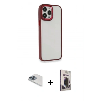 MARSİLYAN™- iPhone 13 Pro Max Kılıf Eksen Doku Prime - Siyah Bilvis Hayalet Cam Ekran Koruyucu + Pers Alüminyum Kamera Lens - SABE