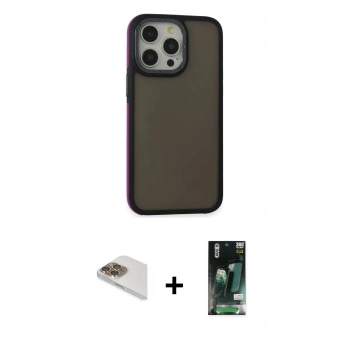MARSİLYAN™- iPhone 13 Pro Max Kılıf Eksen Işık - Şeffaf 360 Full Body Arka Koruyucu + Pers Alüminyum Kamera Lens - GD