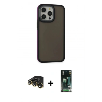 MARSİLYAN™- iPhone 13 Pro Max Kılıf Eksen Işık - Şeffaf 360 Full Body Arka Koruyucu + Raze Metal Kamera Lens - GD