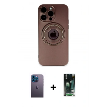 MARSİLYAN™- iPhone 13 Pro Max Kılıf Eksen Klasik Prime - Şeffaf 360 Full Body Arka Koruyucu + Neon Fosforlu Kamera Lens - MI