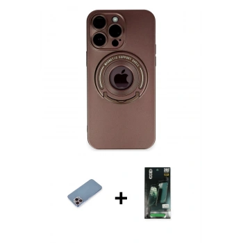 MARSİLYAN™- iPhone 13 Pro Max Kılıf Eksen Klasik Prime - Şeffaf 360 Full Body Arka Koruyucu + Shine Kamera Lens Koruma Cam - PE