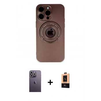 MARSİLYAN™- iPhone 13 Pro Max Kılıf Eksen Klasik Prime - Şeffaf Maxco Cam Ekran Koruyucu + Neon Fosforlu Kamera Lens - BZ