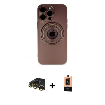 MARSİLYAN™- iPhone 13 Pro Max Kılıf Eksen Klasik Prime - Şeffaf Maxco Cam Ekran Koruyucu + Raze Metal Kamera Lens - GD