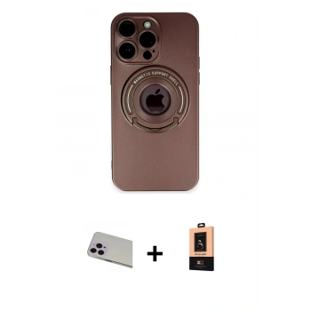 MARSİLYAN™- iPhone 13 Pro Max Kılıf Eksen Klasik Prime - Şeffaf Maxco Cam Ekran Koruyucu + Rainbow Kamera Lens Koruma Cam - MR