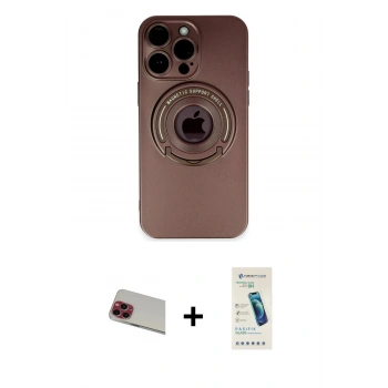 MARSİLYAN™- iPhone 13 Pro Max Kılıf Eksen Klasik Prime - Şeffaf Pasifik Cam Ekran Koruyucu + Rainbow Kamera Lens Koruma Cam - KI