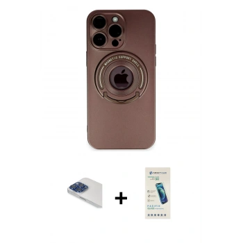MARSİLYAN™- iPhone 13 Pro Max Kılıf Eksen Klasik Prime - Şeffaf Pasifik Cam Ekran Koruyucu + Pers Alüminyum Kamera Lens - LT