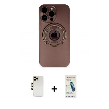 MARSİLYAN™- iPhone 13 Pro Max Kılıf Eksen Klasik Prime - Şeffaf Pasifik Cam Ekran Koruyucu + Shine Kamera Lens - GD