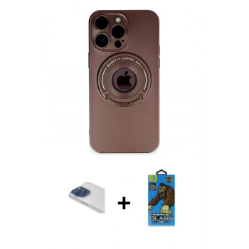 MARSİLYAN™- iPhone 13 Pro Max Kılıf Eksen Klasik Prime - Siyah 18D Cam Ekran Koruyucu + Pers Alüminyum Kamera Lens - LT