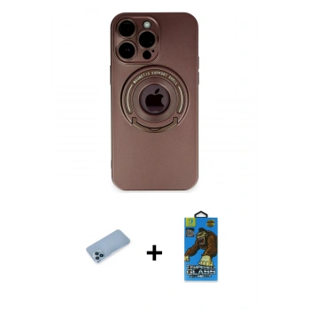 MARSİLYAN™- iPhone 13 Pro Max Kılıf Eksen Klasik Prime - Siyah 18D Cam Ekran Koruyucu + Shine Kamera Lens Koruma Cam - MI