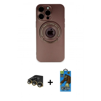 MARSİLYAN™- iPhone 13 Pro Max Kılıf Eksen Klasik Prime - Siyah 18D Cam Ekran Koruyucu + Raze Metal Kamera Lens - GD