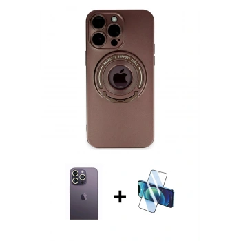 MARSİLYAN™- iPhone 13 Pro Max Kılıf Eksen Klasik Prime - Siyah 3D Antistatik Cam Ekran Koruyucu + Neon Fosforlu Kamera Lens - BZ