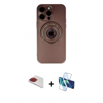 MARSİLYAN™- iPhone 13 Pro Max Kılıf Eksen Klasik Prime - Siyah 3D Antistatik Cam Ekran Koruyucu + Pers Alüminyum Kamera Lens - KI