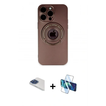 MARSİLYAN™- iPhone 13 Pro Max Kılıf Eksen Klasik Prime - Siyah 3D Antistatik Cam Ekran Koruyucu + Pers Alüminyum Kamera Lens - LT