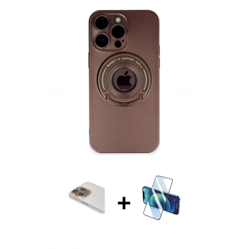 MARSİLYAN™- iPhone 13 Pro Max Kılıf Eksen Klasik Prime - Siyah 3D Antistatik Cam Ekran Koruyucu + Pers Alüminyum Kamera Lens - GD