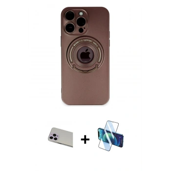 MARSİLYAN™- iPhone 13 Pro Max Kılıf Eksen Klasik Prime - Siyah 3D Antistatik Cam Ekran Koruyucu + Rainbow Kamera Lens Koruma Cam - MR