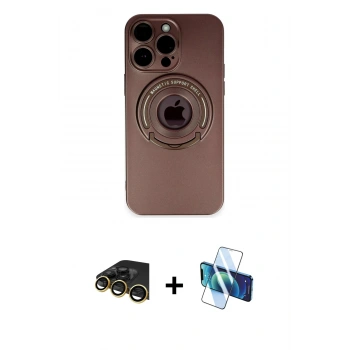 MARSİLYAN™- iPhone 13 Pro Max Kılıf Eksen Klasik Prime - Siyah 3D Antistatik Cam Ekran Koruyucu + Raze Metal Kamera Lens - GD