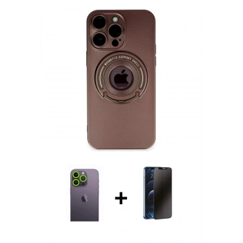 MARSİLYAN™- iPhone 13 Pro Max Kılıf Eksen Klasik Prime - Siyah 3D Antistatik Hayalet Cam Ekran Koruyucu + Neon Fosforlu Kamera Lens - YL