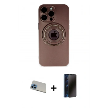 MARSİLYAN™- iPhone 13 Pro Max Kılıf Eksen Klasik Prime - Siyah 3D Antistatik Hayalet Cam Ekran Koruyucu + Rainbow Kamera Lens Koruma Cam - MI