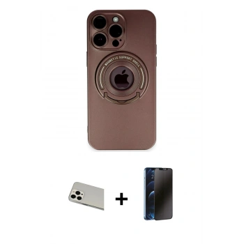 MARSİLYAN™- iPhone 13 Pro Max Kılıf Eksen Klasik Prime - Siyah 3D Antistatik Hayalet Cam Ekran Koruyucu + Rainbow Kamera Lens Koruma Cam - BZ