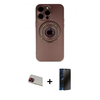 MARSİLYAN™- iPhone 13 Pro Max Kılıf Eksen Klasik Prime - Siyah 3D Antistatik Hayalet Cam Ekran Koruyucu + Rainbow Kamera Lens Koruma Cam - KI