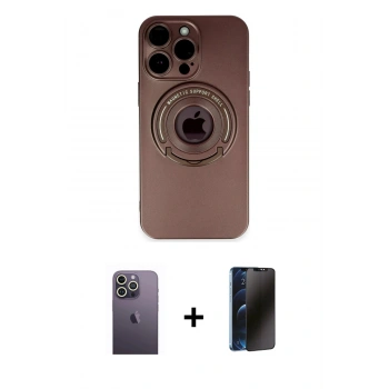 MARSİLYAN™- iPhone 13 Pro Max Kılıf Eksen Klasik Prime - Siyah 3D Antistatik Hayalet Cam Ekran Koruyucu + Neon Fosforlu Kamera Lens - BZ