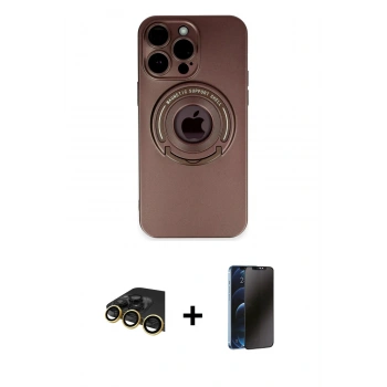 MARSİLYAN™- iPhone 13 Pro Max Kılıf Eksen Klasik Prime - Siyah 3D Antistatik Hayalet Cam Ekran Koruyucu + Raze Metal Kamera Lens - GD
