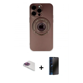 MARSİLYAN™- iPhone 13 Pro Max Kılıf Eksen Klasik Prime - Siyah 3D Antistatik Hayalet Cam Ekran Koruyucu + Pers Alüminyum Kamera Lens - GI