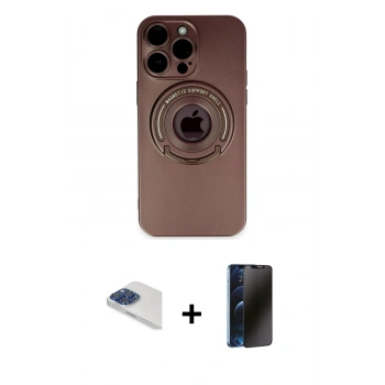 MARSİLYAN™- iPhone 13 Pro Max Kılıf Eksen Klasik Prime - Siyah 3D Antistatik Hayalet Cam Ekran Koruyucu + Pers Alüminyum Kamera Lens - LT