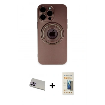 MARSİLYAN™- iPhone 13 Pro Max Kılıf Eksen Klasik Prime - Siyah 6D Mat Seramik Hayalet Nano Ekran Koruyucu + Rainbow Kamera Lens Koruma Cam - MR
