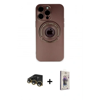 MARSİLYAN™- iPhone 13 Pro Max Kılıf Eksen Klasik Prime - Siyah Bilvis 3D Cam Ekran Koruyucu + Raze Metal Kamera Lens - GD