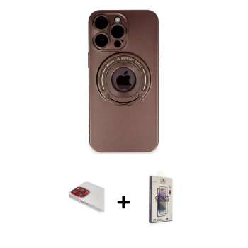MARSİLYAN™- iPhone 13 Pro Max Kılıf Eksen Klasik Prime - Siyah Bilvis 3D Cam Ekran Koruyucu + Pers Alüminyum Kamera Lens - KI