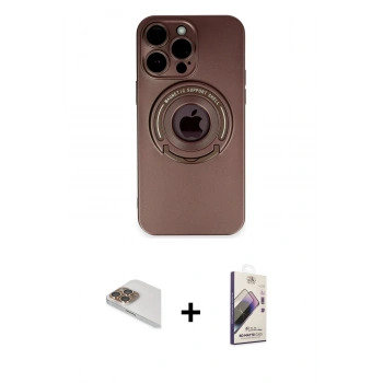 MARSİLYAN™- iPhone 13 Pro Max Kılıf Eksen Klasik Prime - Siyah Bilvis 3D Mat Cam Ekran Koruyucu + Pers Alüminyum Kamera Lens - GD