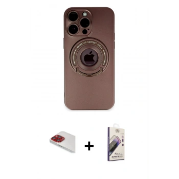 MARSİLYAN™- iPhone 13 Pro Max Kılıf Eksen Klasik Prime - Siyah Bilvis 3D Mat Cam Ekran Koruyucu + Pers Alüminyum Kamera Lens - KI