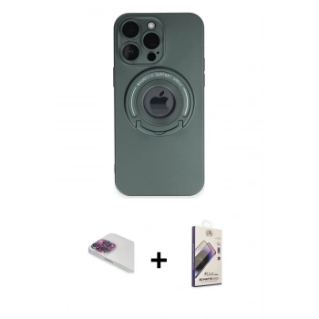 MARSİLYAN™- iPhone 13 Pro Max Kılıf Eksen Klasik Prime - Siyah Bilvis 3D Mat Cam Ekran Koruyucu + Pers Alüminyum Kamera Lens - GI