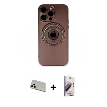 MARSİLYAN™- iPhone 13 Pro Max Kılıf Eksen Klasik Prime - Siyah Bilvis 3D Mat Cam Ekran Koruyucu + Rainbow Kamera Lens Koruma Cam - REGD