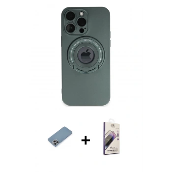 MARSİLYAN™- iPhone 13 Pro Max Kılıf Eksen Klasik Prime - Siyah Bilvis 3D Mat Cam Ekran Koruyucu + Shine Kamera Lens Koruma Cam - GI
