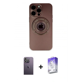 MARSİLYAN™- iPhone 13 Pro Max Kılıf Eksen Klasik Prime - Siyah Bilvis 5in1 3D Magic Cam Ekran Koruyucu + Neon Fosforlu Kamera Lens - BZ