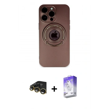 MARSİLYAN™- iPhone 13 Pro Max Kılıf Eksen Klasik Prime - Siyah Bilvis 5in1 3D Magic Cam Ekran Koruyucu + Raze Metal Kamera Lens - GD