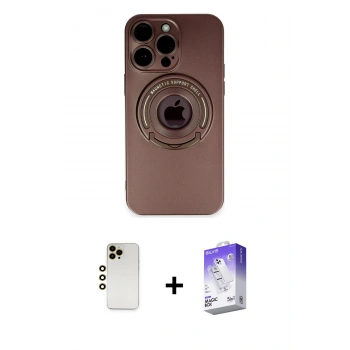 MARSİLYAN™- iPhone 13 Pro Max Kılıf Eksen Klasik Prime - Siyah Bilvis 5in1 3D Magic Cam Ekran Koruyucu + Shine Kamera Lens - GD