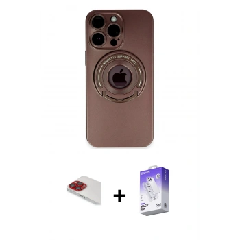 MARSİLYAN™- iPhone 13 Pro Max Kılıf Eksen Klasik Prime - Siyah Bilvis 5in1 3D Magic Cam Ekran Koruyucu + Pers Alüminyum Kamera Lens - KI