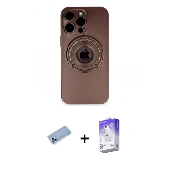 MARSİLYAN™- iPhone 13 Pro Max Kılıf Eksen Klasik Prime - Siyah Bilvis 5in1 3D Magic Cam Ekran Koruyucu + Shine Kamera Lens Koruma Cam - MI