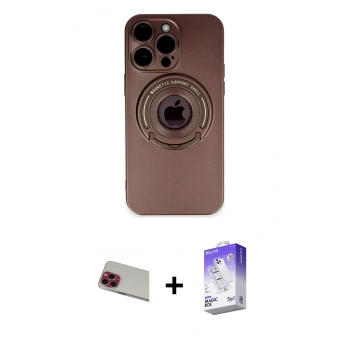 MARSİLYAN™- iPhone 13 Pro Max Kılıf Eksen Klasik Prime - Siyah Bilvis 5in1 3D Magic Cam Ekran Koruyucu + Rainbow Kamera Lens Koruma Cam - KI